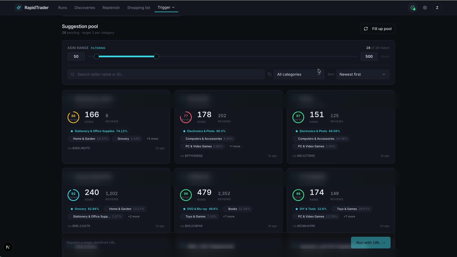 RapidTrader mid sourcing run
